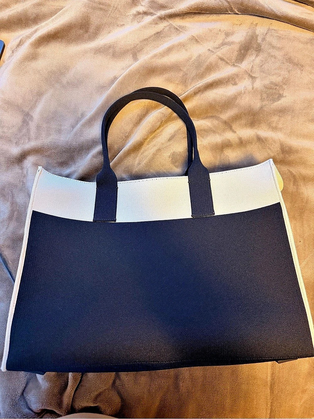 Rothy's The Classic Tote in Luna Color Block Black & Cream